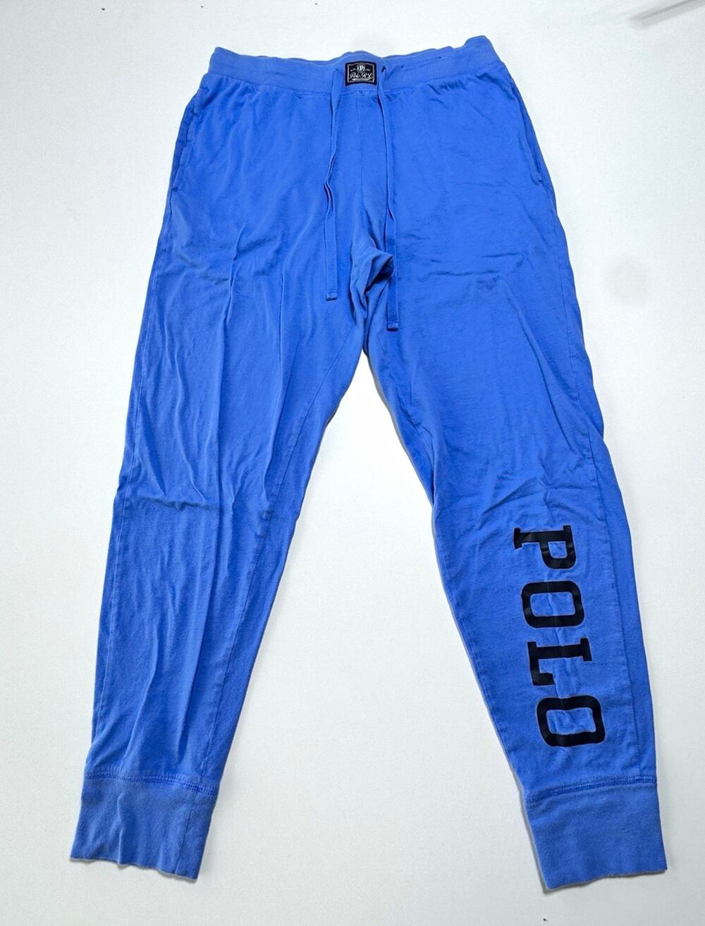 Polo Ralph Lauren Men's Logo Pajama Pants Blue M Cotton Knit Drawstring #1070